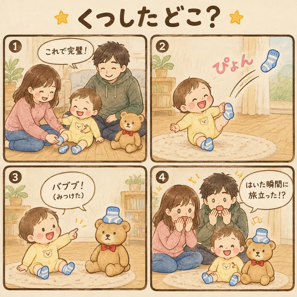消えた靴下の赤ちゃん4コマ漫画