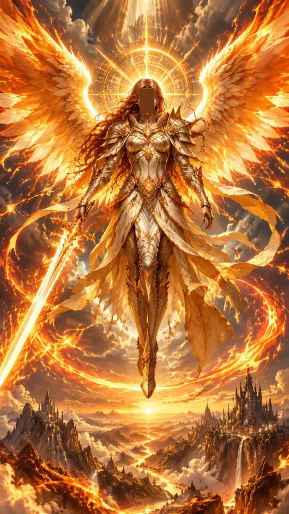 Celestial Fiery Angel Descending