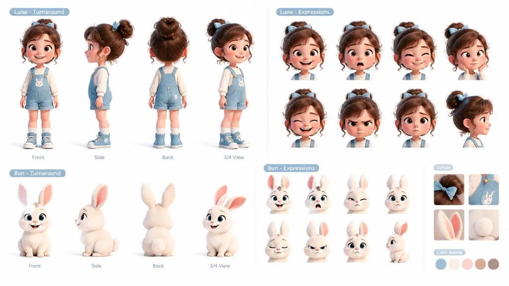 3Dアニメ風キャラクター設定シート