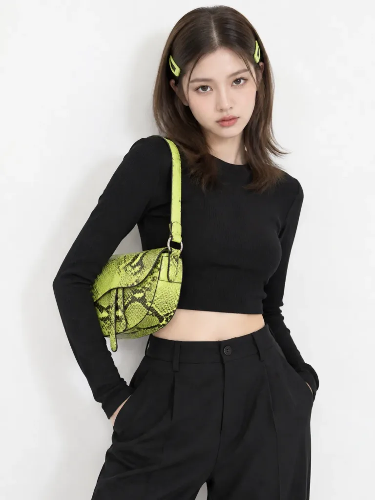 Korean Streetwear Portrait with Neon Accents