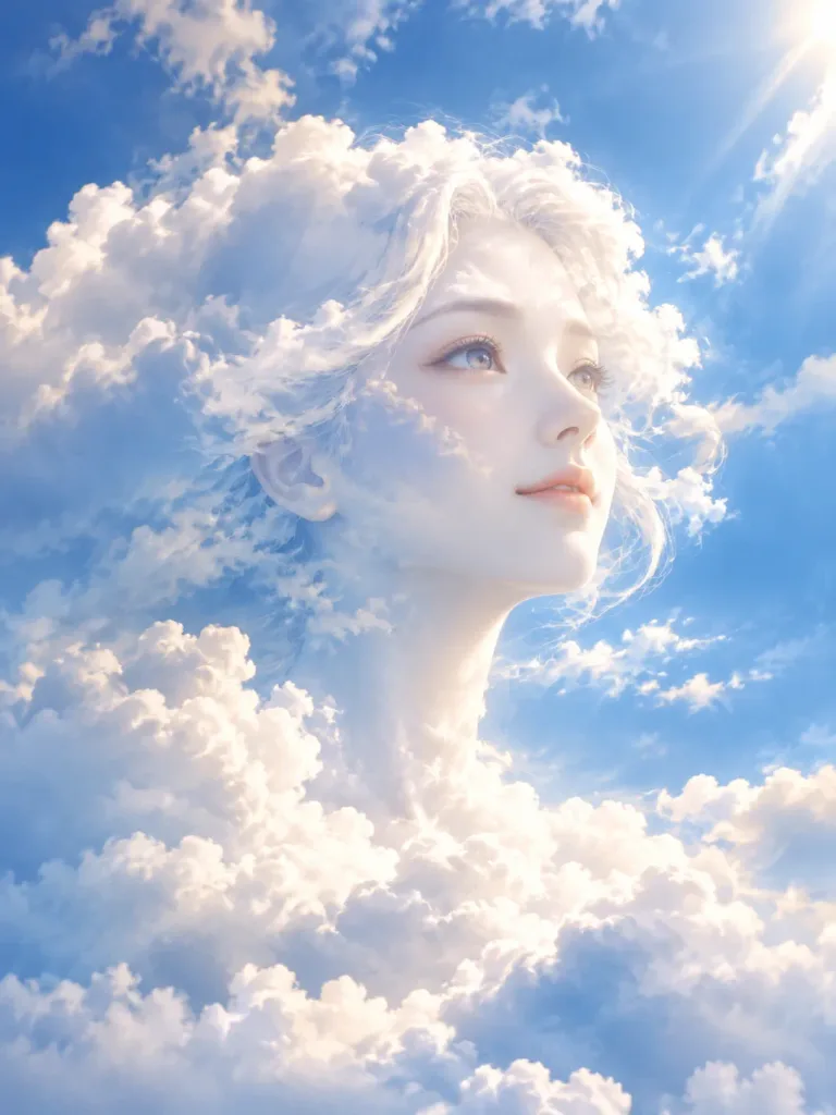 超現実的な雲のフェイスポートレート