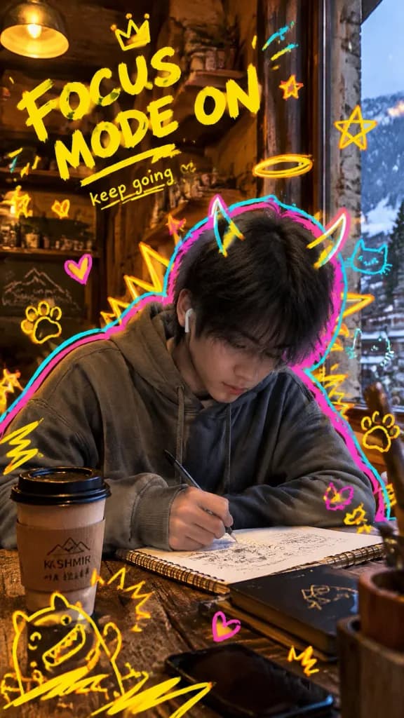 Neon Doodle Mixed Media Snapshot