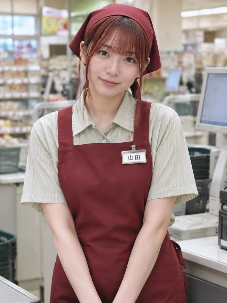 Ritratto di Cassiera di Supermercato Giapponese