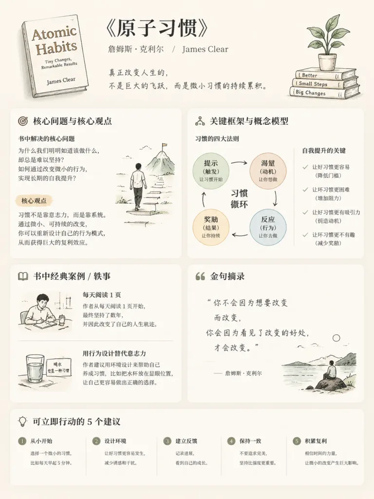 極簡手繪書籍摘要資訊圖海報