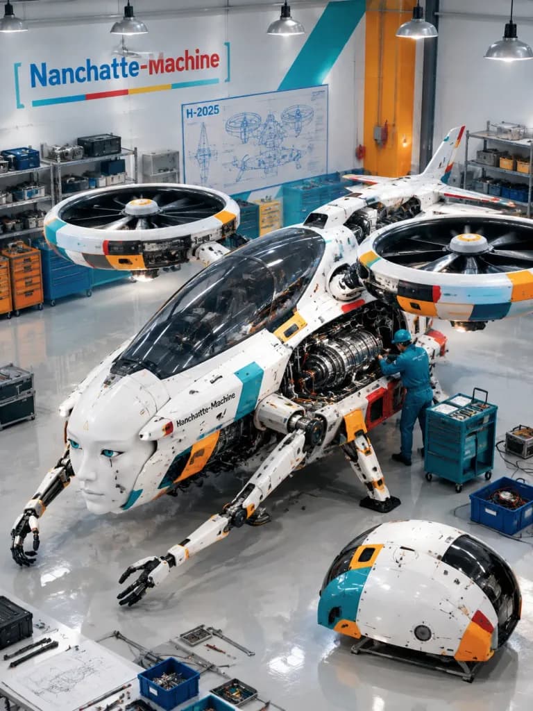 Futuristic Sci-Fi Aircraft Maintenance Hangar