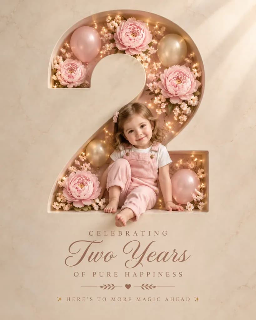 Toddler Birthday Milestone Floral Poster