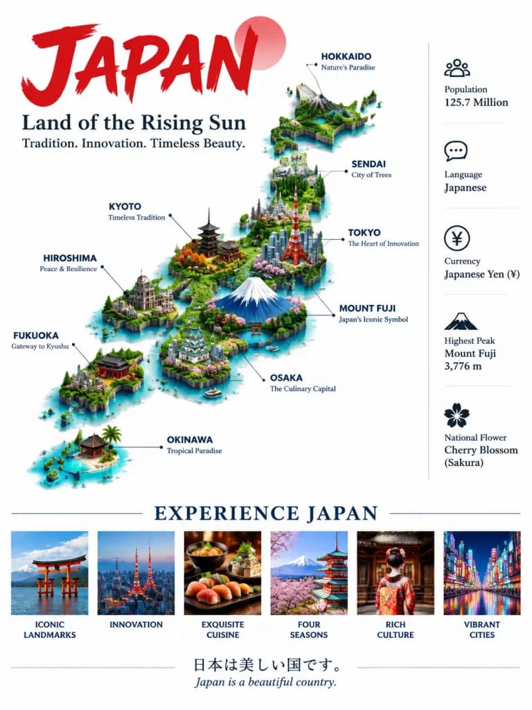等軸測日本旅遊資訊圖海報
