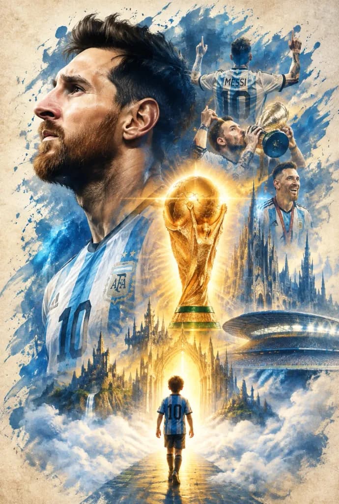 伝説的サッカー選手のシネマティック水彩ポスター