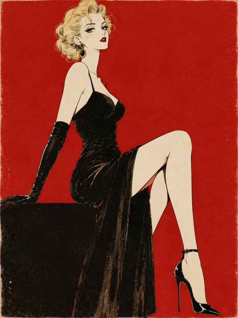 Retro Japanese Editorial Fashion Illustration