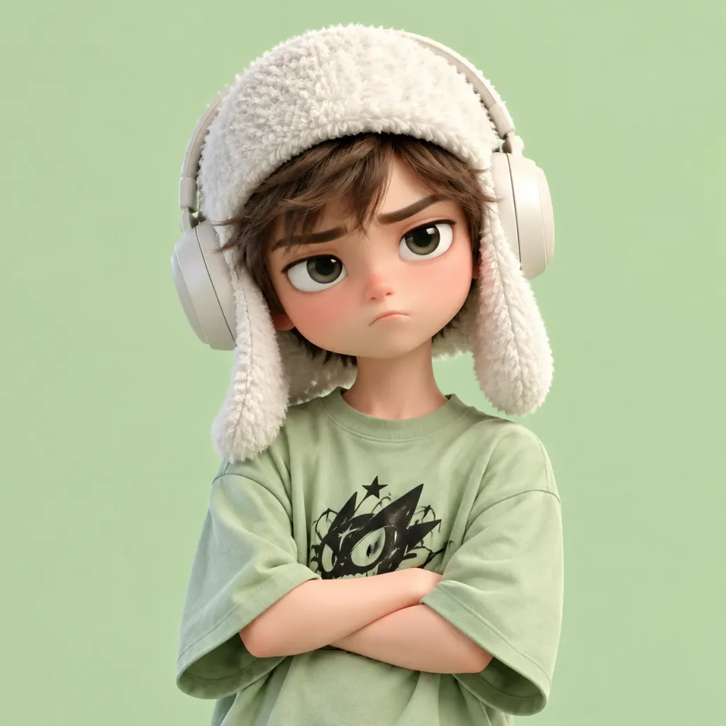 不機嫌な3Dカートゥーンキャラクターのバストアップ