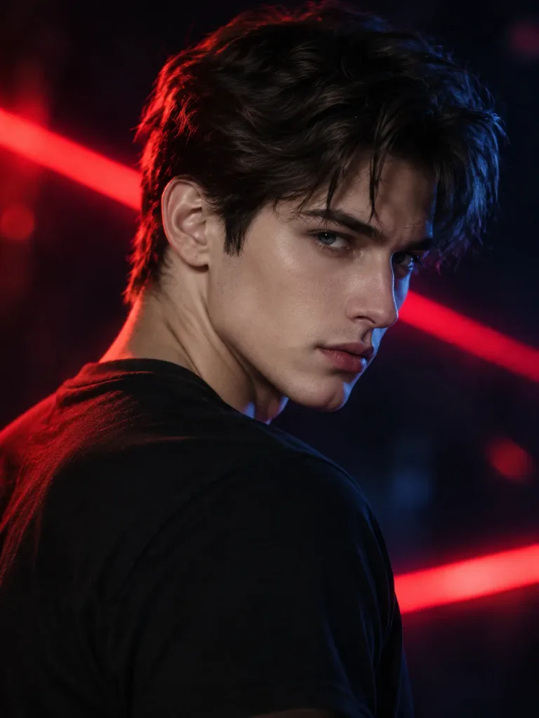 Portret Studyjny ze Światłem Krawędziowym Neon