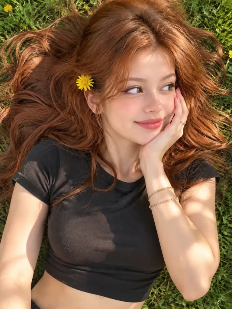 Sunlit Overhead Portrait on Green Grass