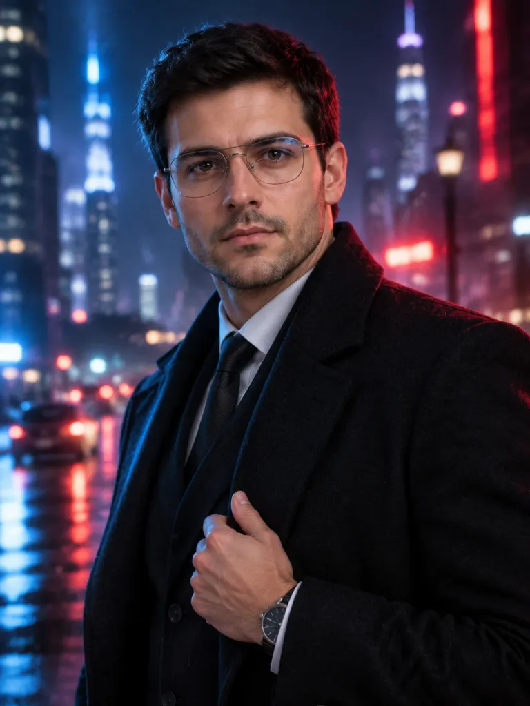 Retrato Editorial de Moda Masculina Nocturna
