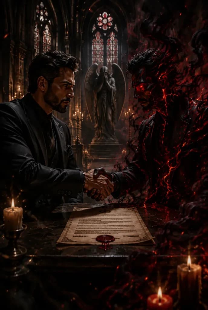 Gothic Cathedral Pact with Demonic Alter Ego