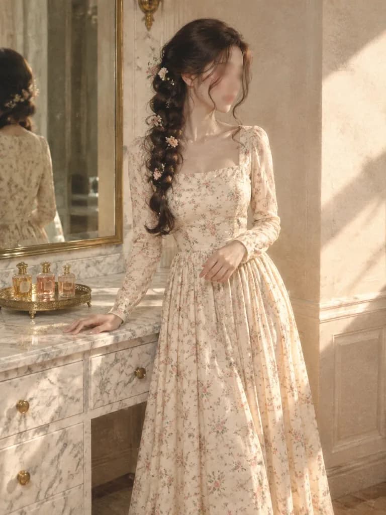 Vintage Floral Pakistani Dress Portrait
