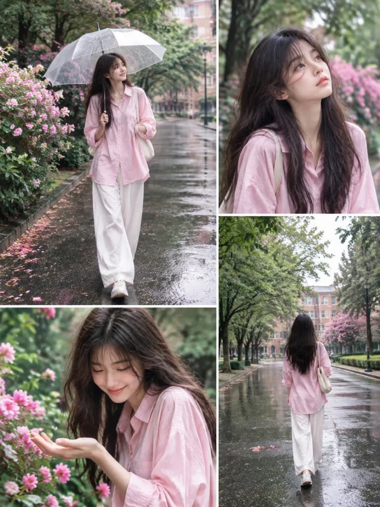 雨のキャンパス ポートレートコラージュ