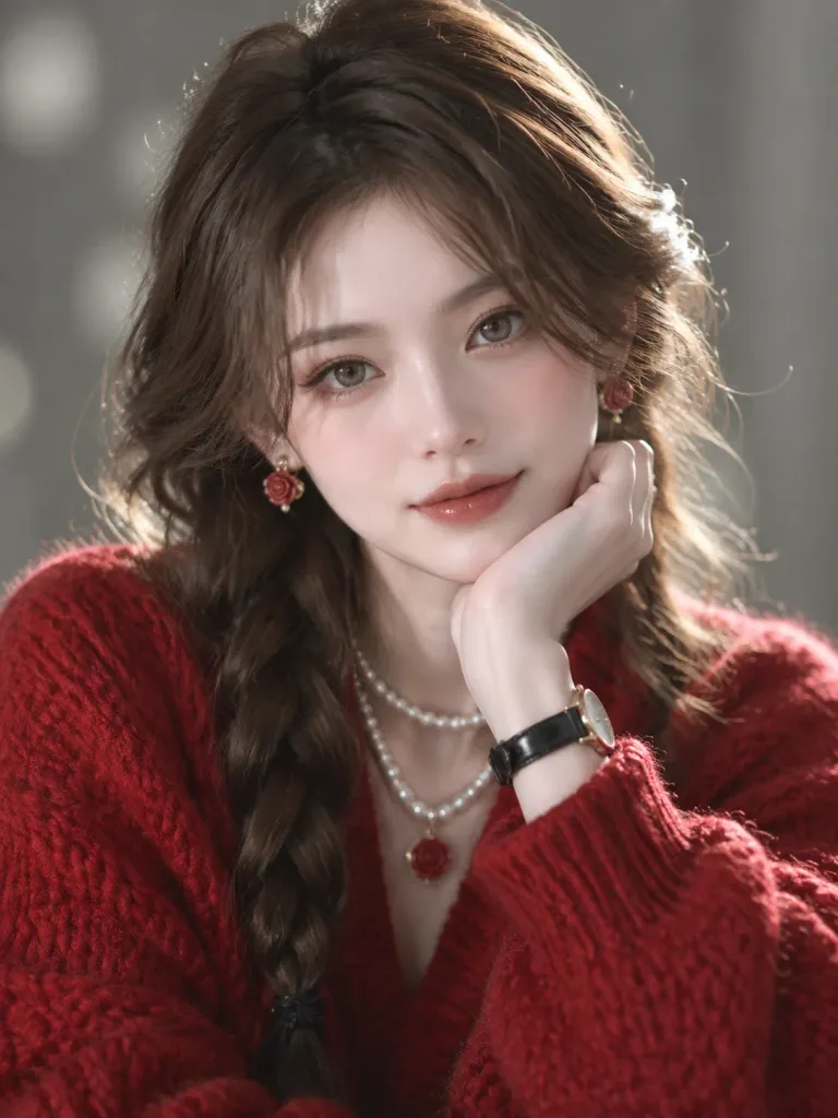 Vintage Portrait in Chunky Knit Sweater