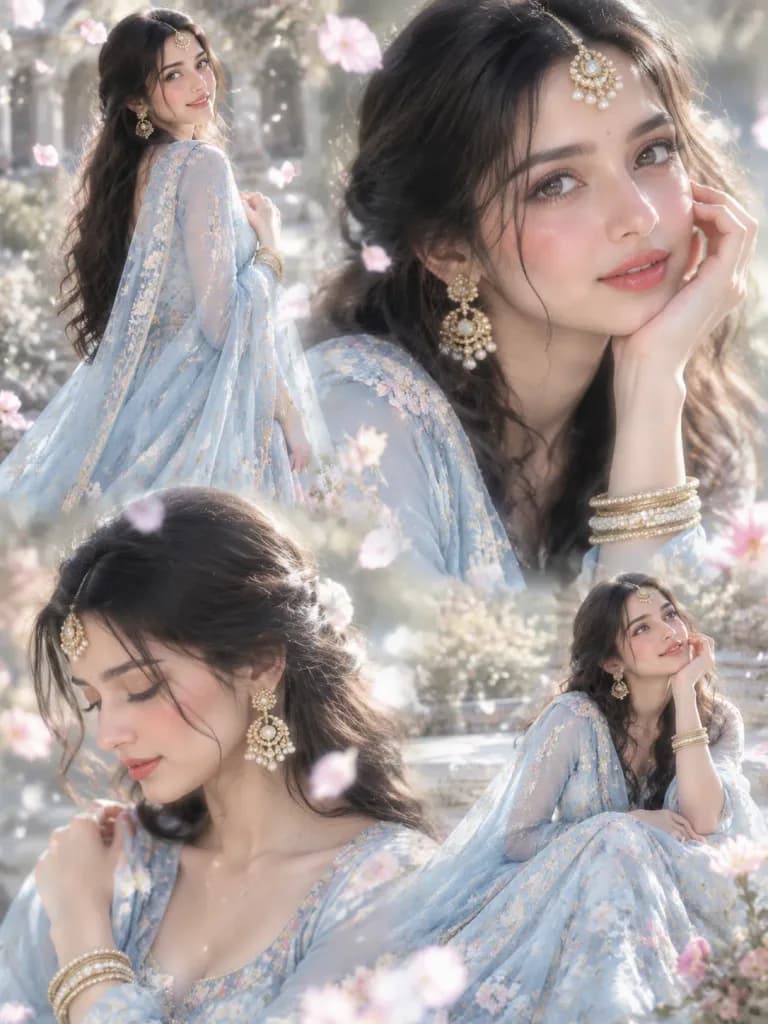 Pastel Indian Anarkali Fashion Collage