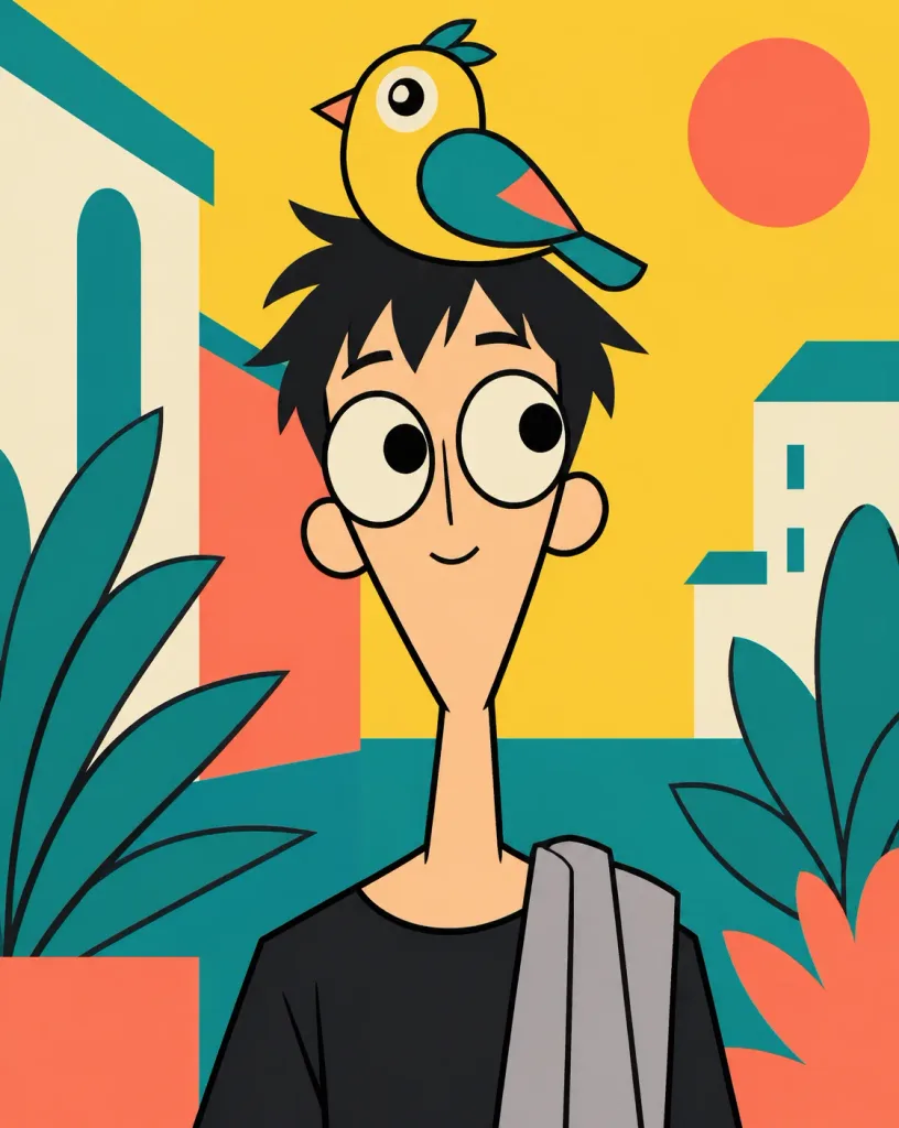 Geometric Flat Cartoon Surreal Portrait