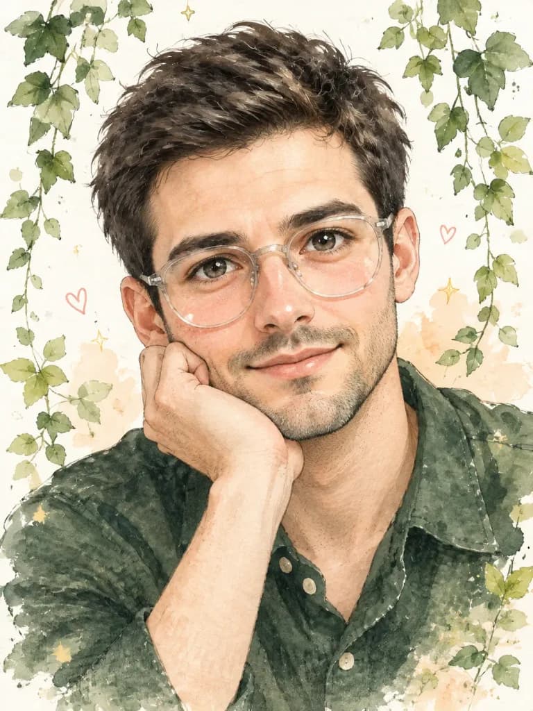 Watercolor Anime Male Portrait Illustration