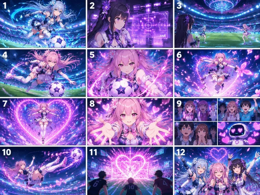Guion Gráfico de Fútbol Anime Futurista