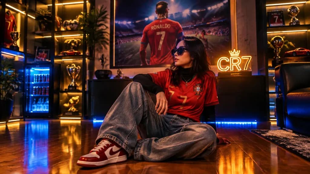 Stylish Fan in Luxury Football Room