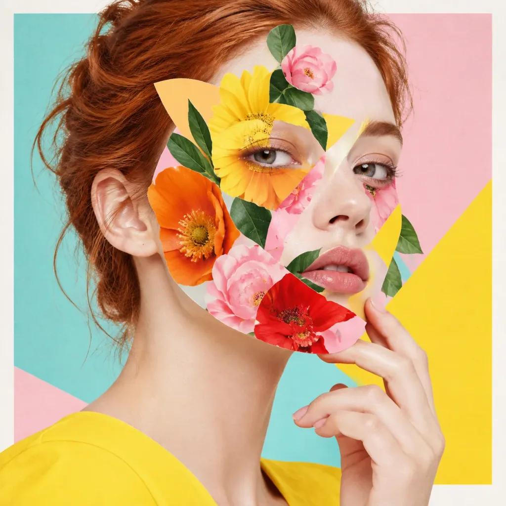 Surreal Floral Collage Fashion Portrait
