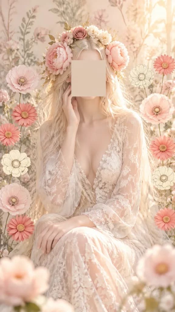 Ethereal Pastel Botanical Fashion Portrait