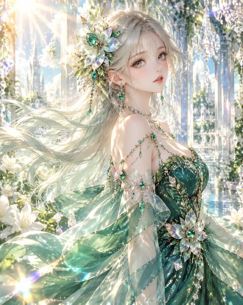 エメラルドクリスタルの幻想アニメ肖像