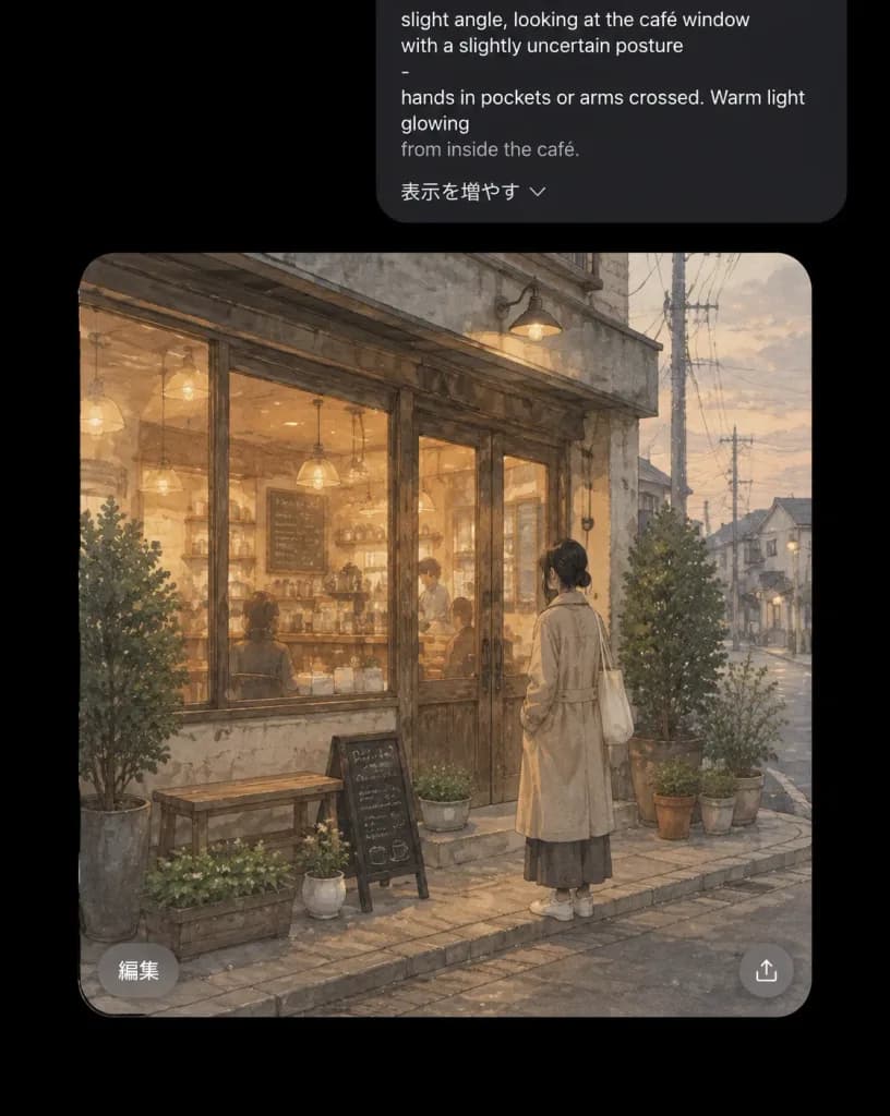 Dark Mode AI Chat Café Illustration