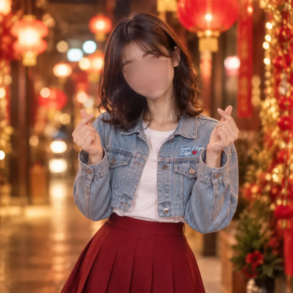 Festive Streetwear Portrait with Finger Hearts