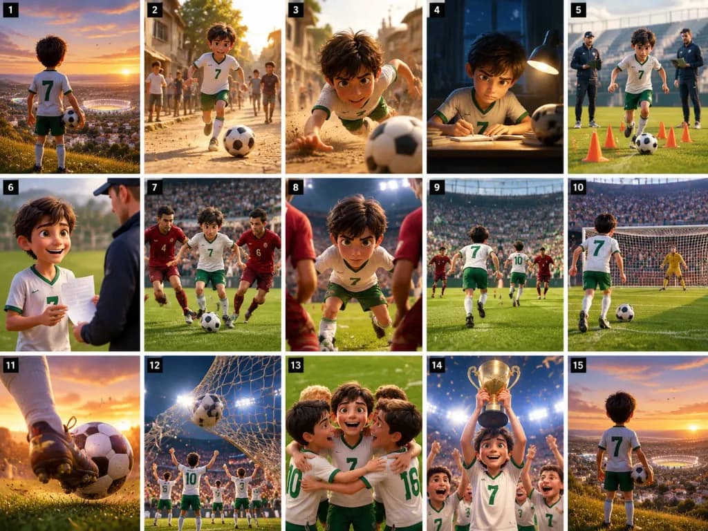 Football Champion Animated Storyboard Grid