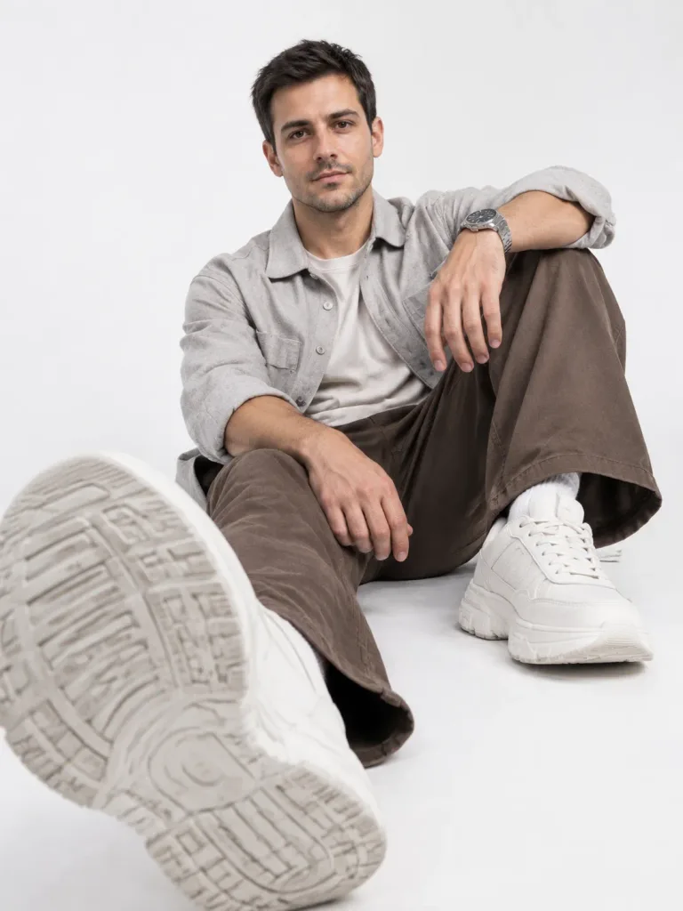 Low-Angle Streetwear Studio Portrait