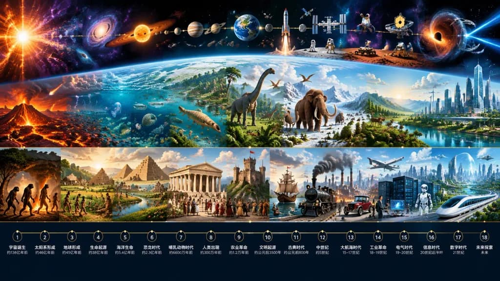 Panoramic Universe and Civilization Timeline Poster