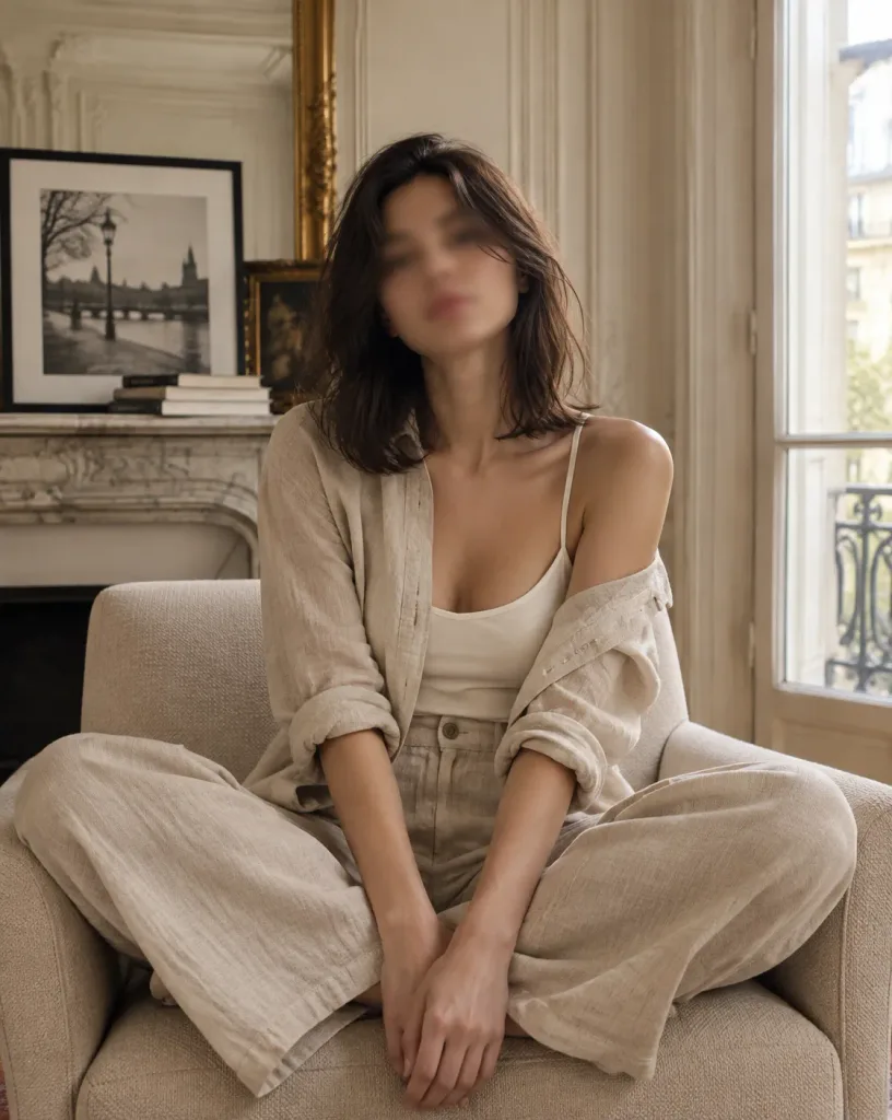 Parisian Linen Editorial Lifestyle Portrait