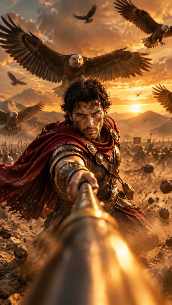 古代戦場の戦士アクションセルフィー