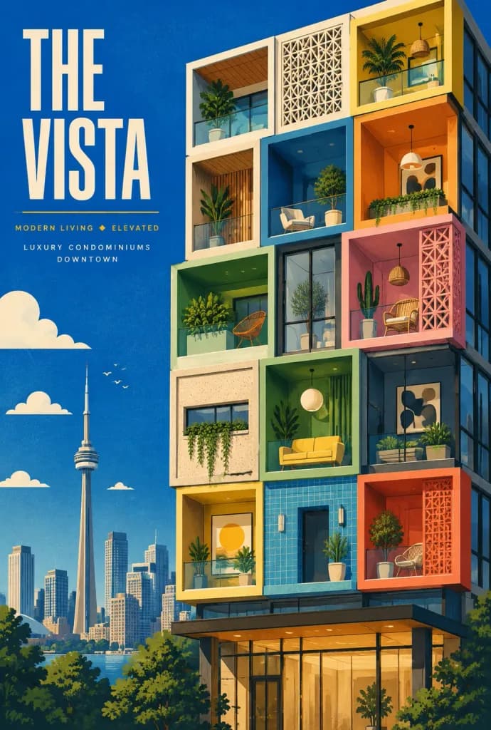 Retro Modular Architecture Travel Poster