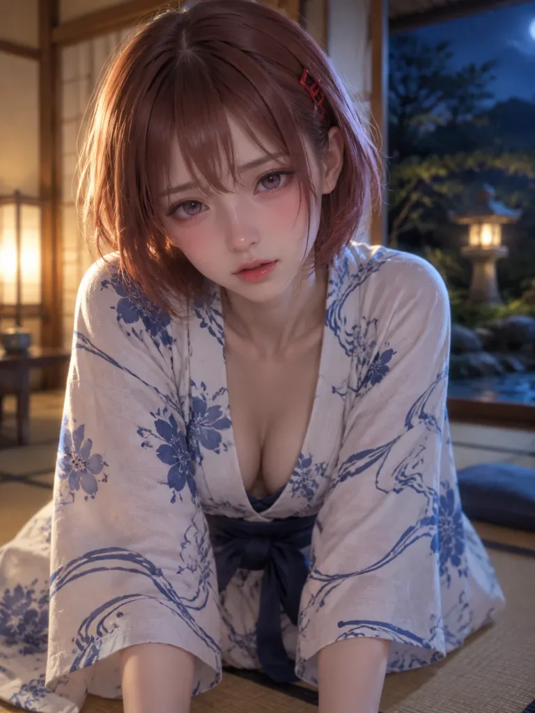 Ritratto Notturno di Donna in un Ryokan