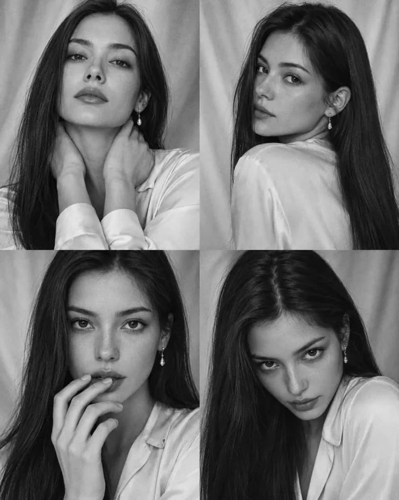 Monochrome Fashion Casting Contact Sheet