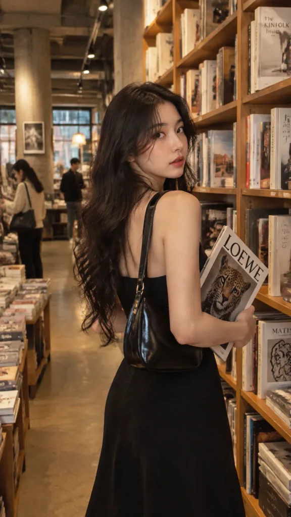 Woman Turning Back in Indie Bookstore