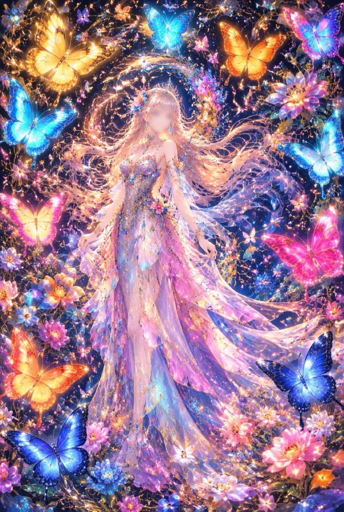 Luminous Fairy Princess and Neon Butterflies