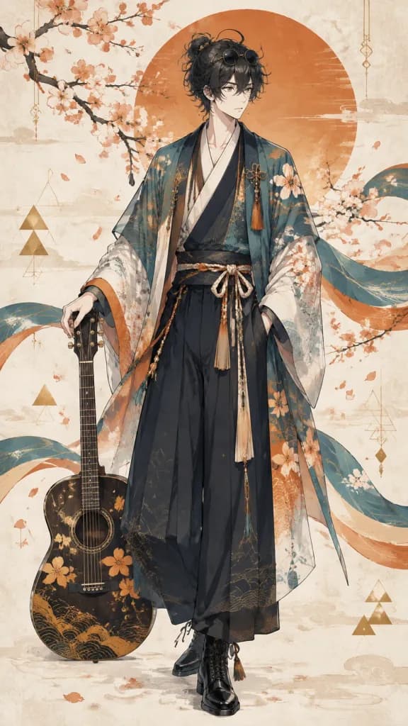 Modern Kimono Streetwear Anime Guitarist