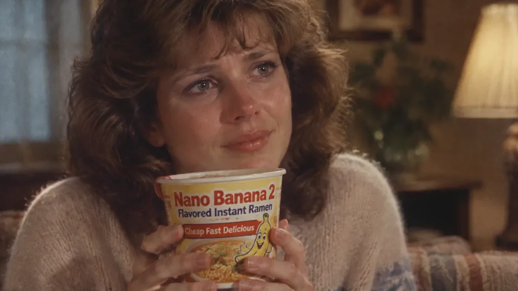 Retro Film Karesi: Hazır Ramen Tutan Kadın