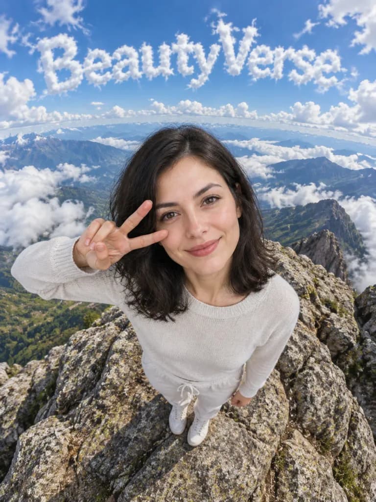 Bird's-Eye Mountain Summit Cloud Text Portrait