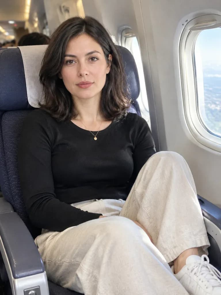 Candid In-Flight Travel Window Portrait