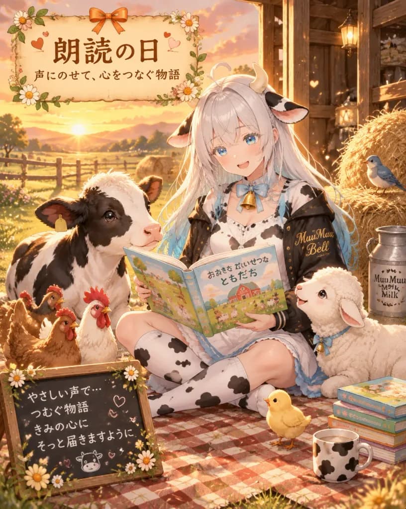 落日農場牛娘朗讀日插畫