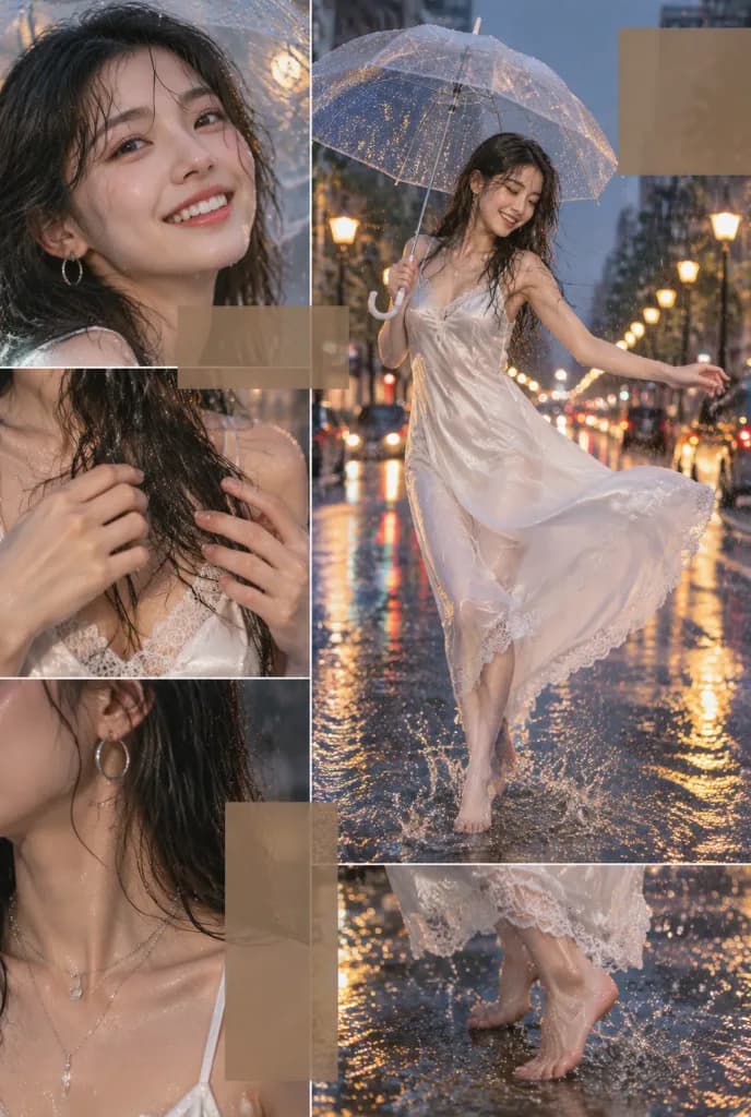 Rainy Monsoon Fashion Editorial Collage