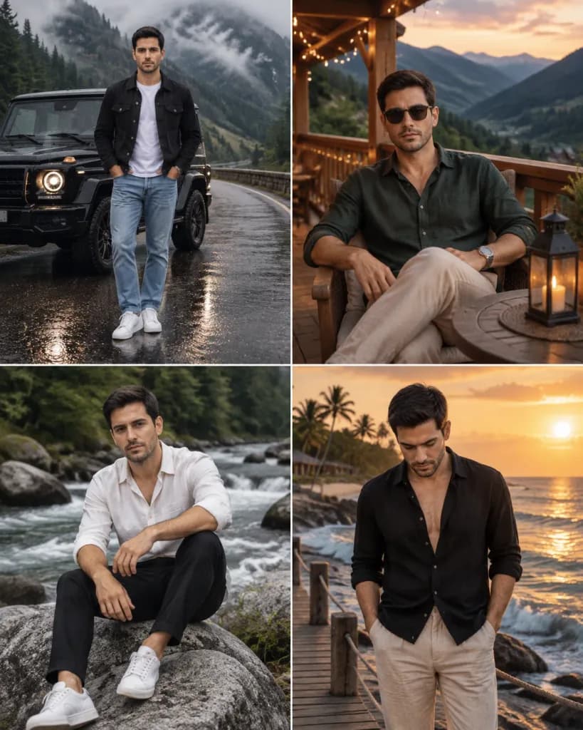 Luxury Travel Portrait Four-Panel Collage