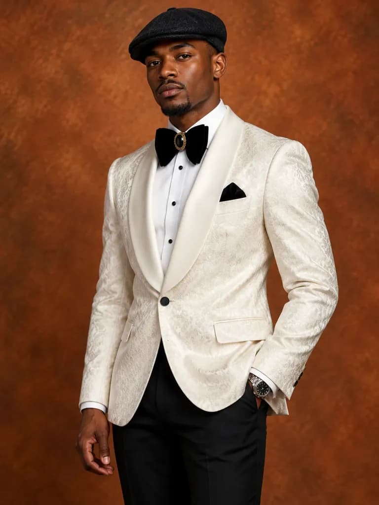 Editorial Men's Dinner Jacket Studio Portrait
