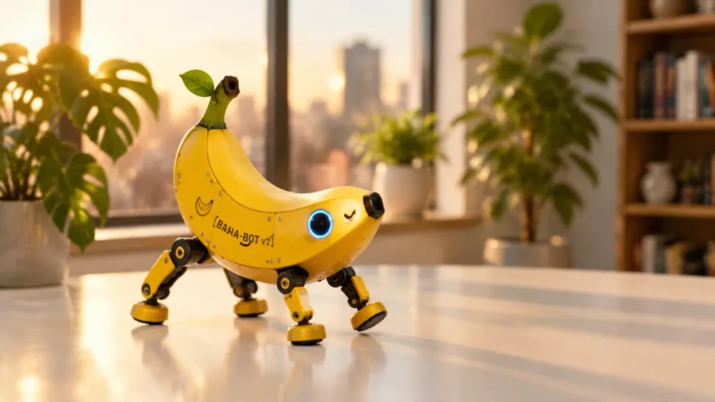 Futuristic Banana Robot Toy Product Shot
